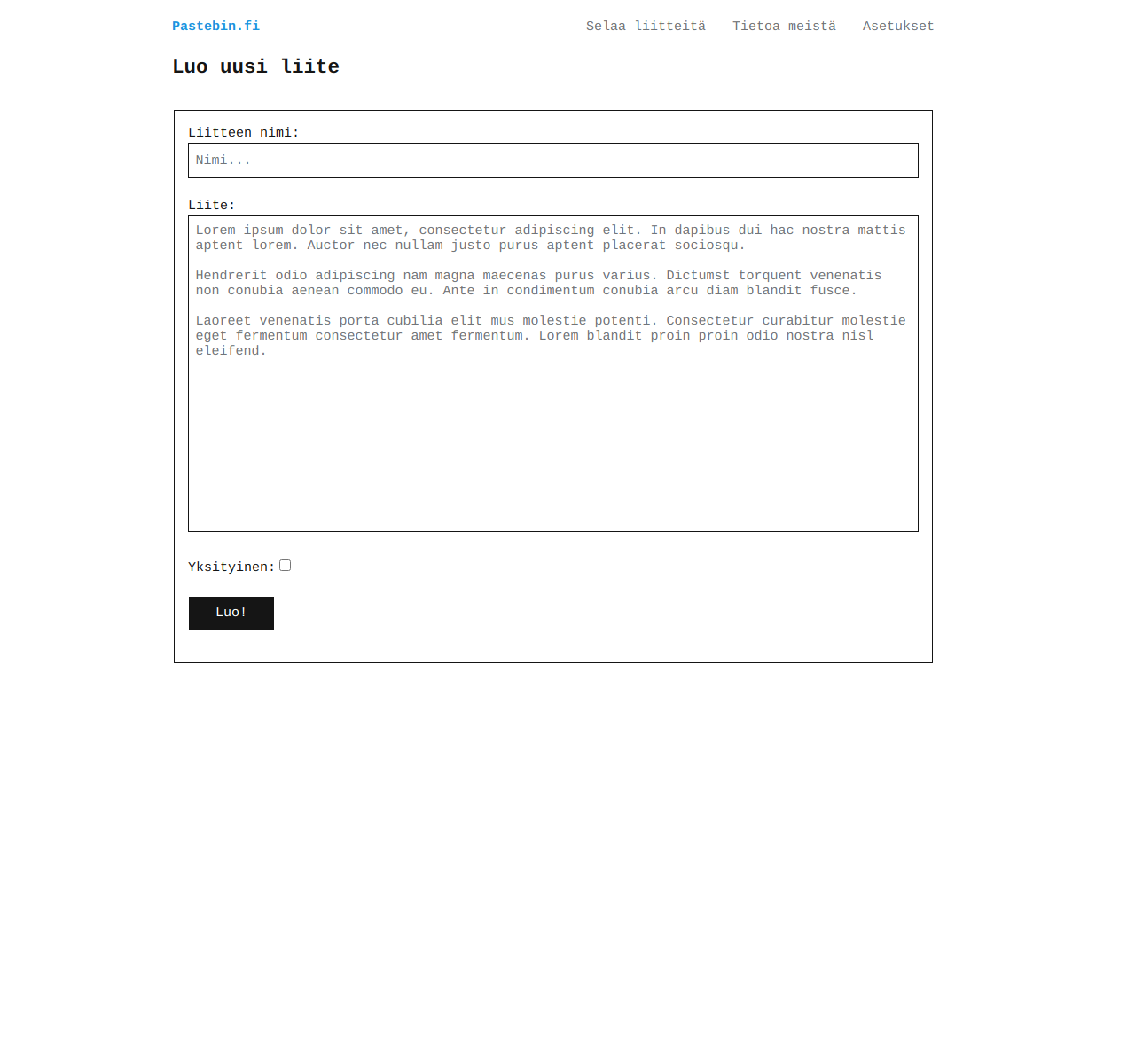 picture of pastebin.fi website